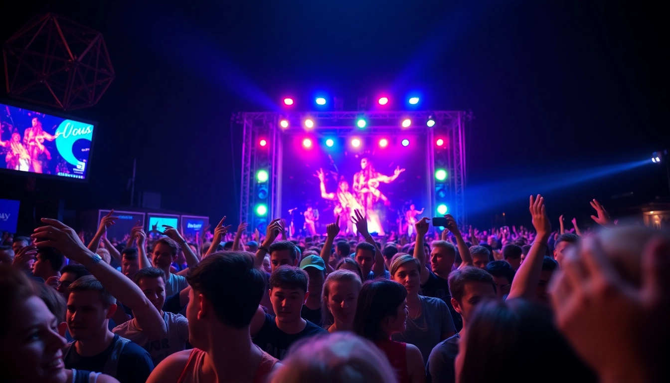 Live Music Fans cheering at a concert, capturing the excitement of the performance.
