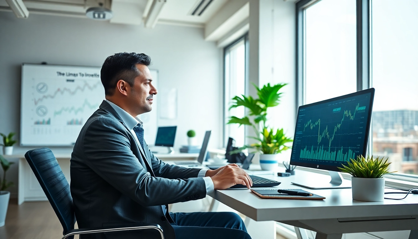 Lindy coin investing analysis by a professional financial advisor in a modern office.