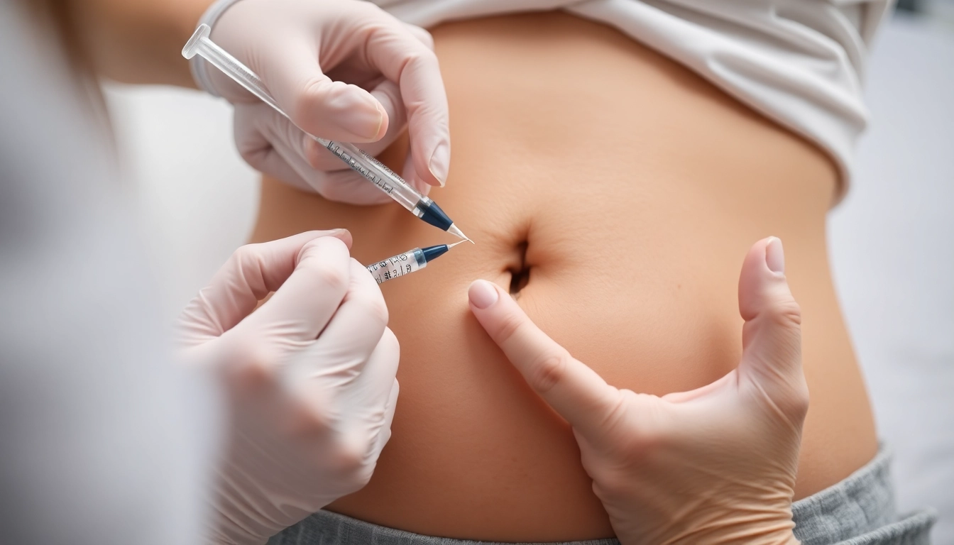 Administering the Fett-weg Spritze for effective fat reduction and body contouring.