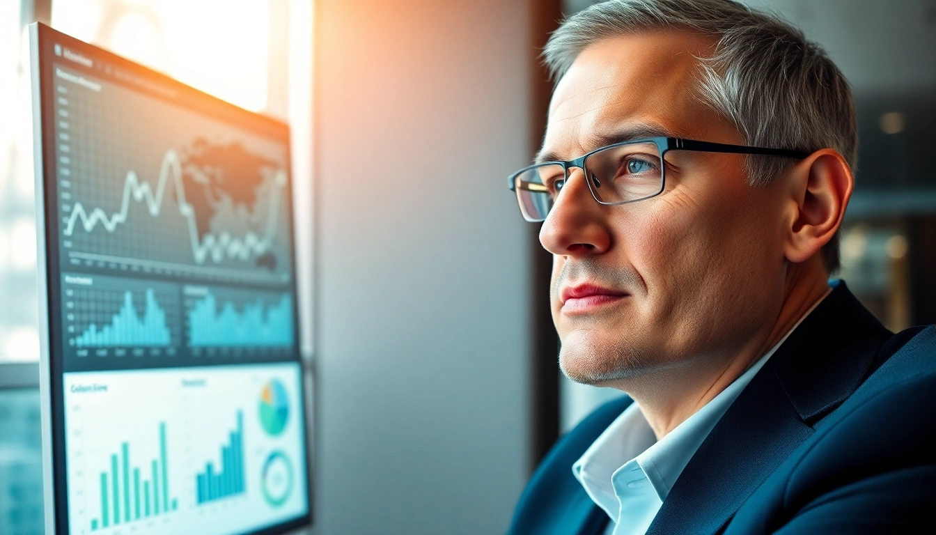 Find competitor customers by analyzing data on a digital screen in a modern office.