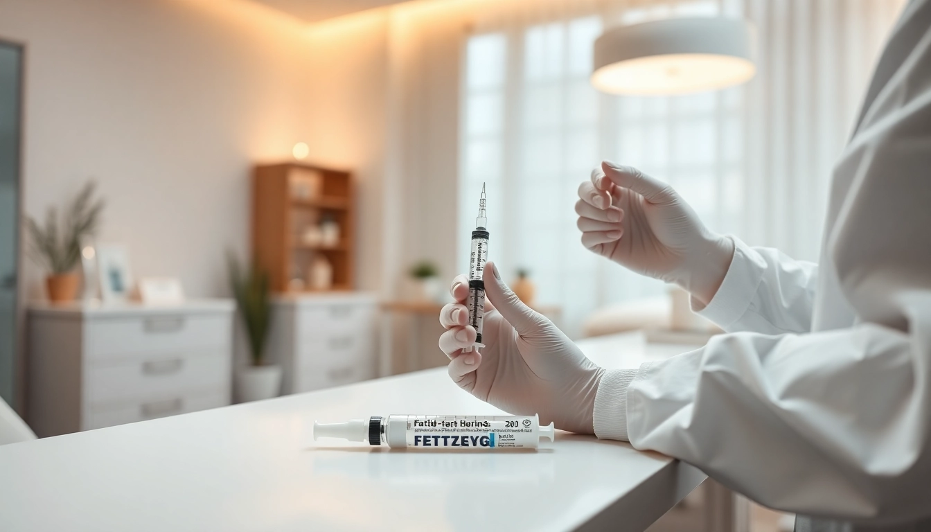 Administering a Fett-weg Spritze for non-surgical body contouring in a serene clinic environment.