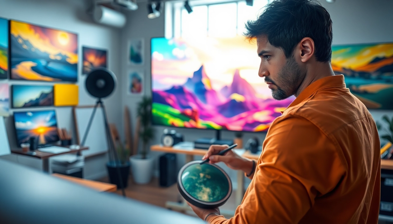 Create stunning visuals with the AI image generator Australia in an artist's studio.