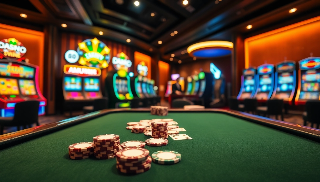 Engaging online casino singapore scene featuring a stylish gaming table with vibrant chips.