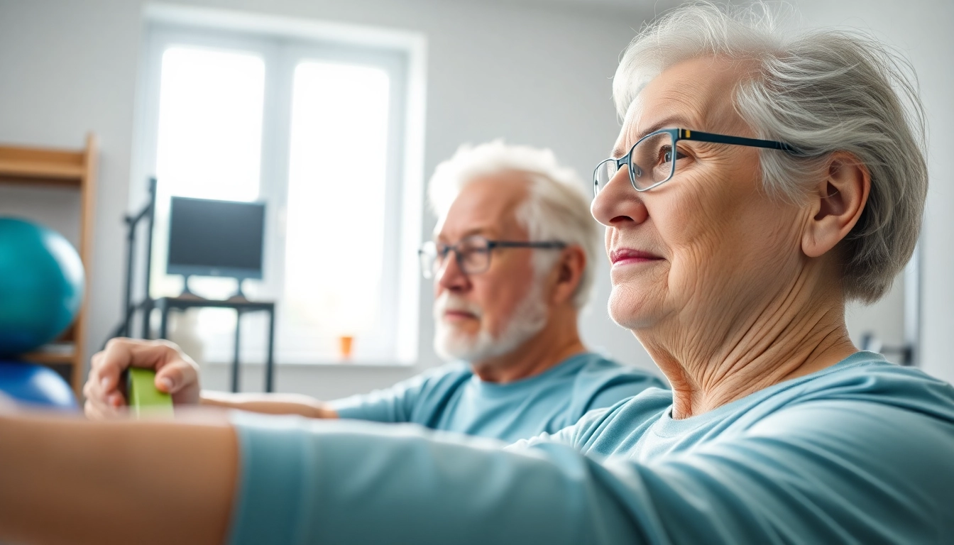 Supporting elderly individuals with senior physiotherapy edmonton, focused caregiver and patient in therapy session.
