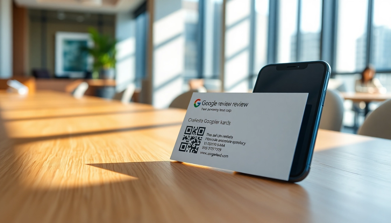 Showcase of reviewcardsgoogle on a modern desk, highlighting its NFC and QR features to boost customer feedback.