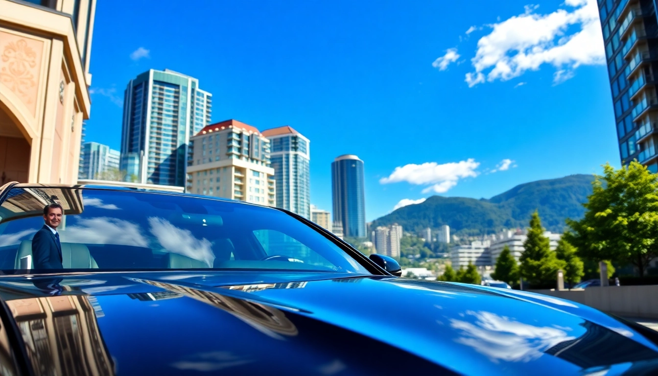 Experience premium car service vancouver bc with a stylish chauffeur-driven vehicle at a luxury hotel.