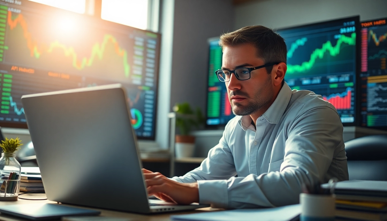 Visually engaging representation of artificial intelligence stock picks with an analyst reviewing data.