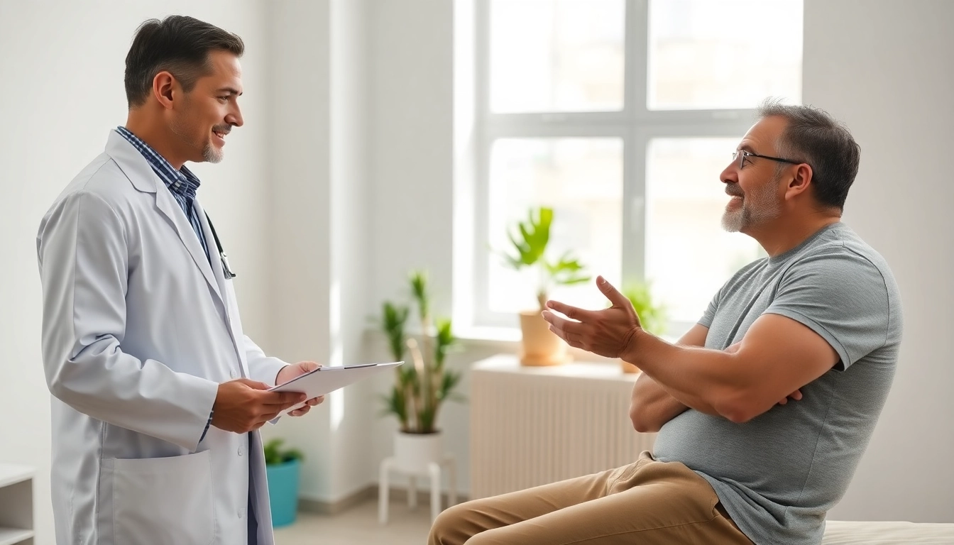 Engaging consultation about Testosterone Replacement Therapy between doctor and patient.
