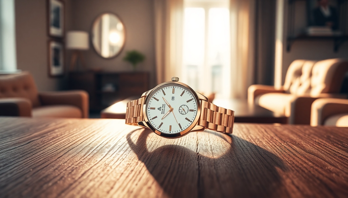 Damen Armbanduhr elegant auf einer Holzoberfläche präsentiert.