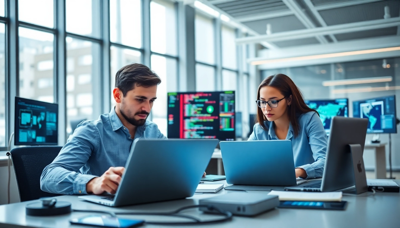 Penetrationstest durchführen mit engagierten Cybersecurity-Experten in einer modernen Büroumgebung
