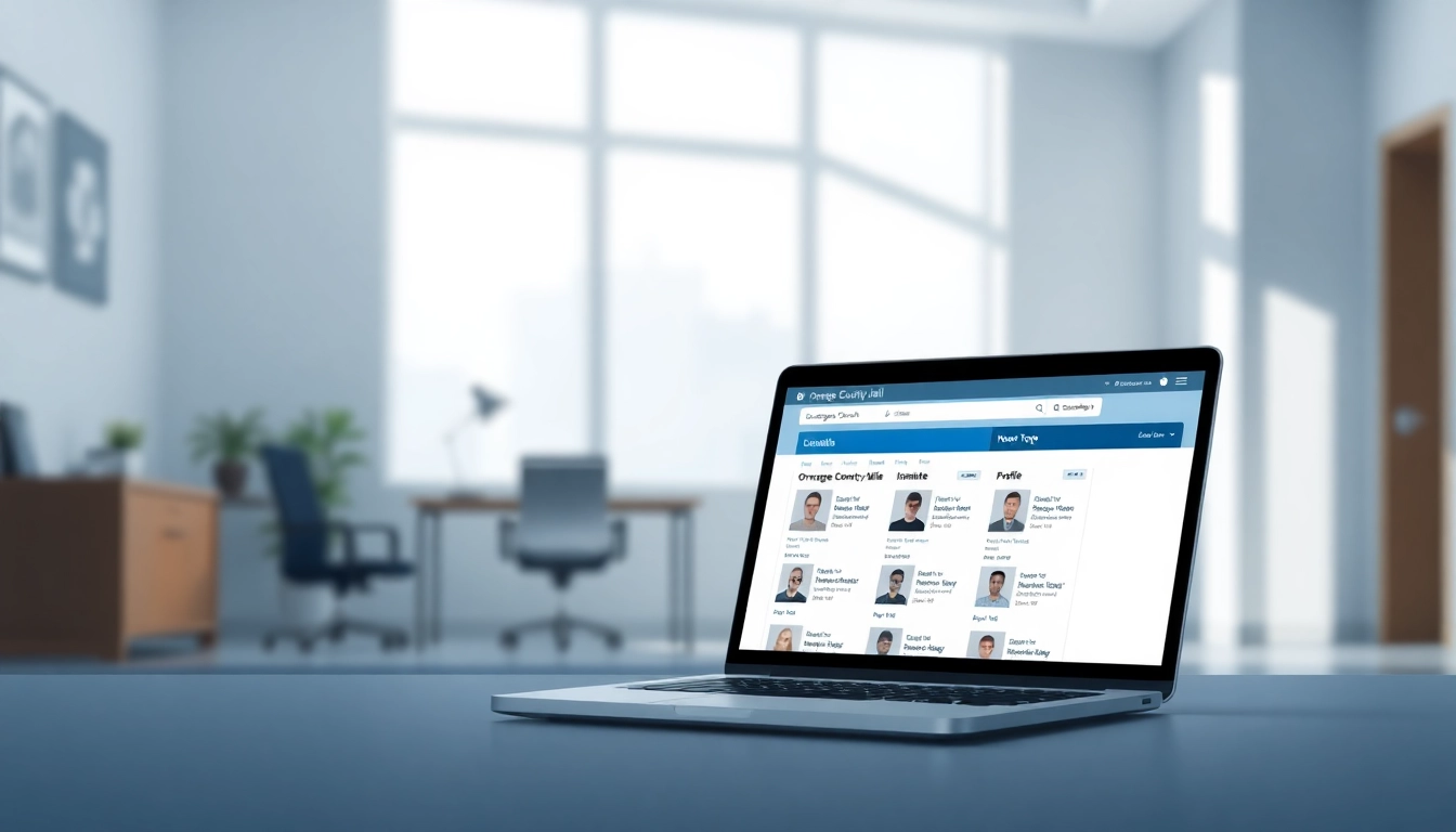 Engage in efficient orange county jail inmate search with a detailed digital interface on a laptop screen.