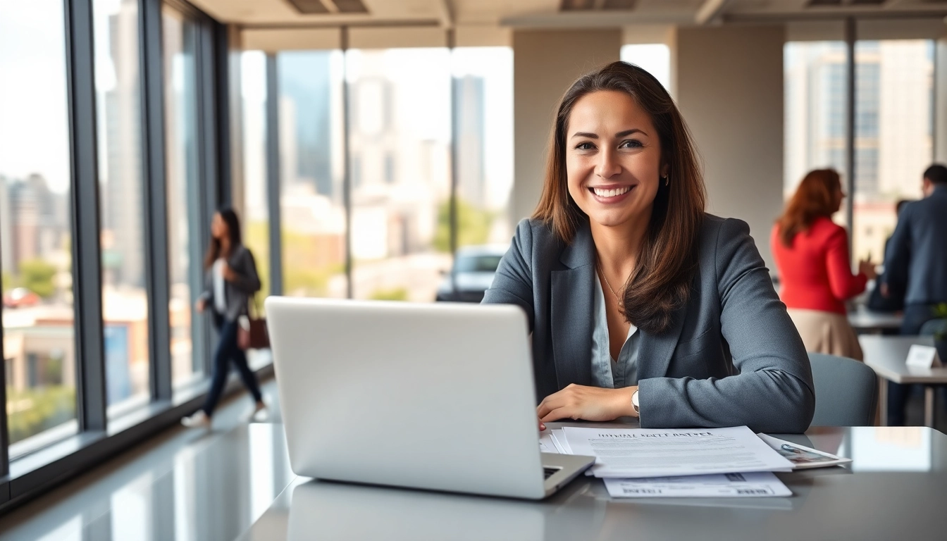 Find an immigration agent near me helping clients in a professional city office.