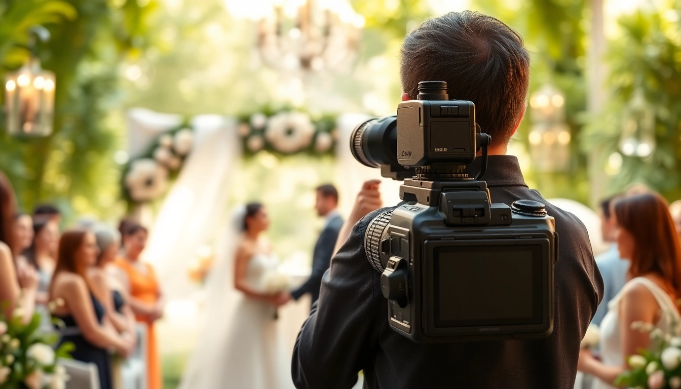 Capturing a wedding moment, Edmonton videographer filming a couple during their vows.