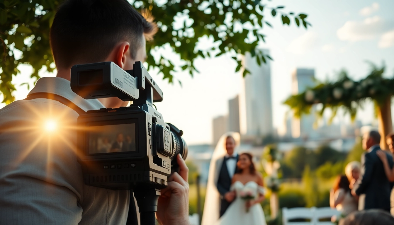 Capture by an Edmonton videographer showcasing an outdoor wedding event with joy and elegance.