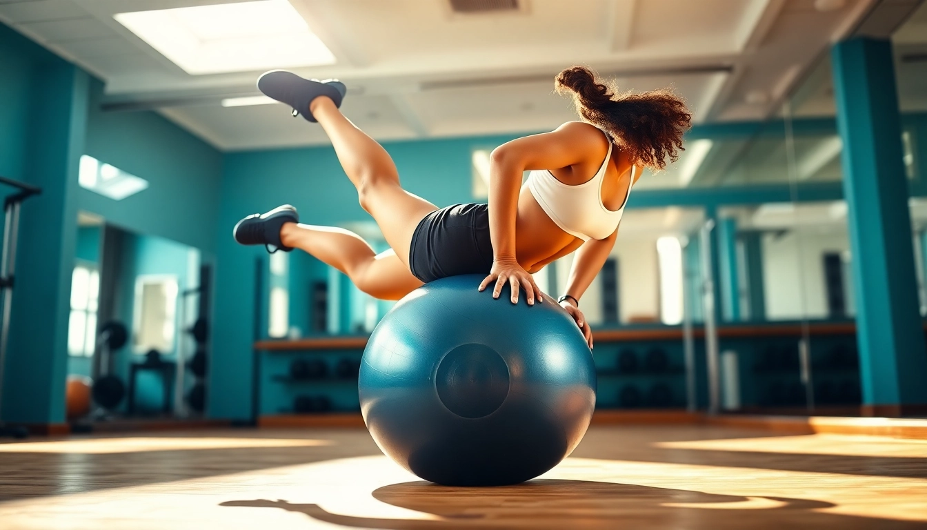 Engaging workout with a pilates ball for core workouts showcasing fitness and balance.