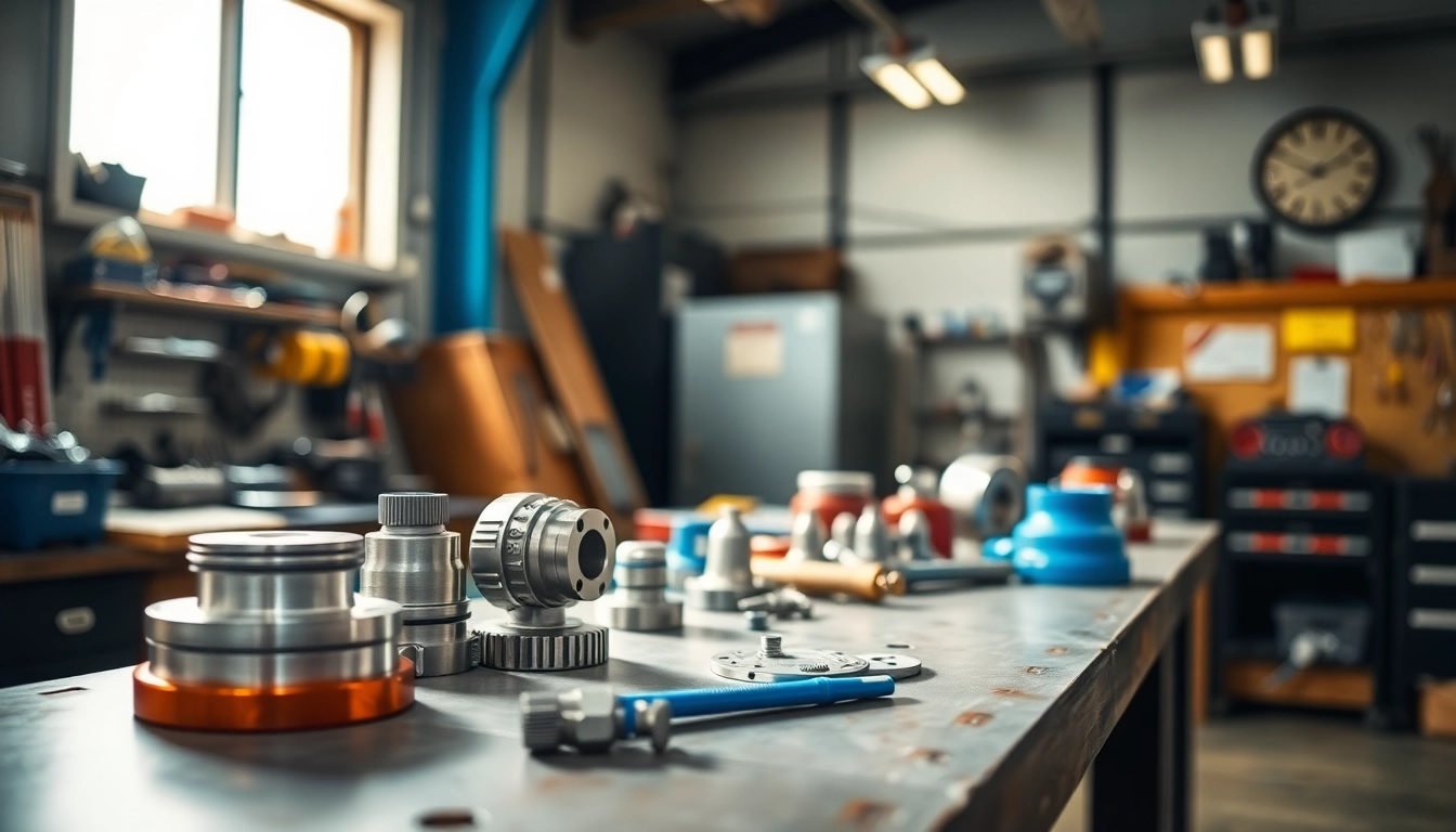 Showcase high-quality Jerr Dan Parts arranged on a workbench, highlighting craftsmanship and technology.