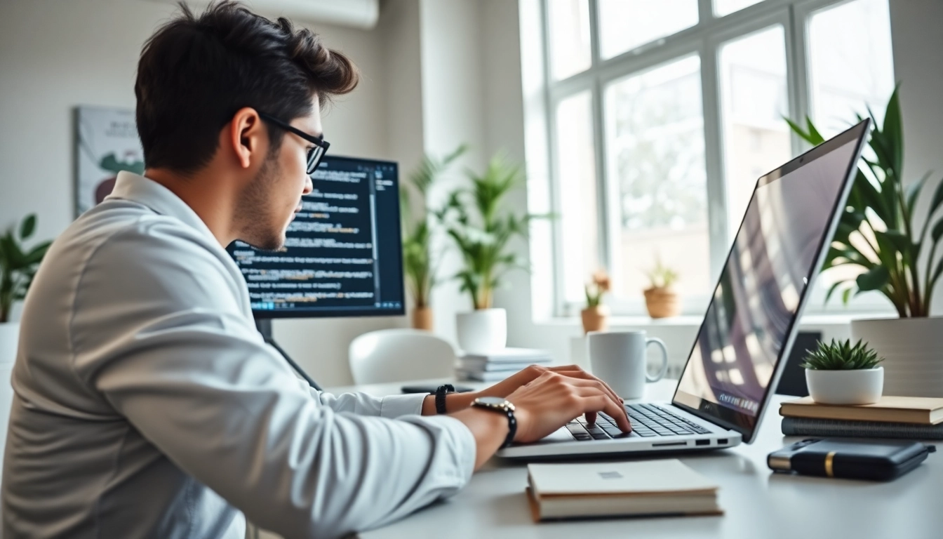 Hire a skilled wordpress developer near me working efficiently in a modern office