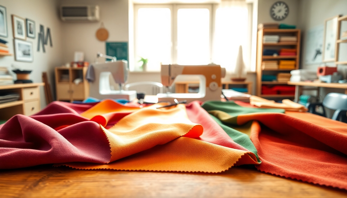 Punta di Roma stoffen gepresenteerd in een professionele naaiwerkplaats