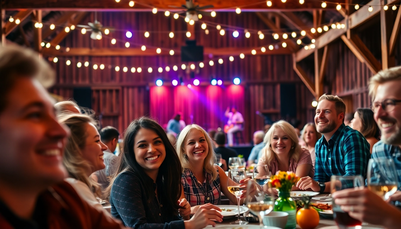 Capture joyful moments at firelight barn photos showcasing vibrant performances and happy guests.