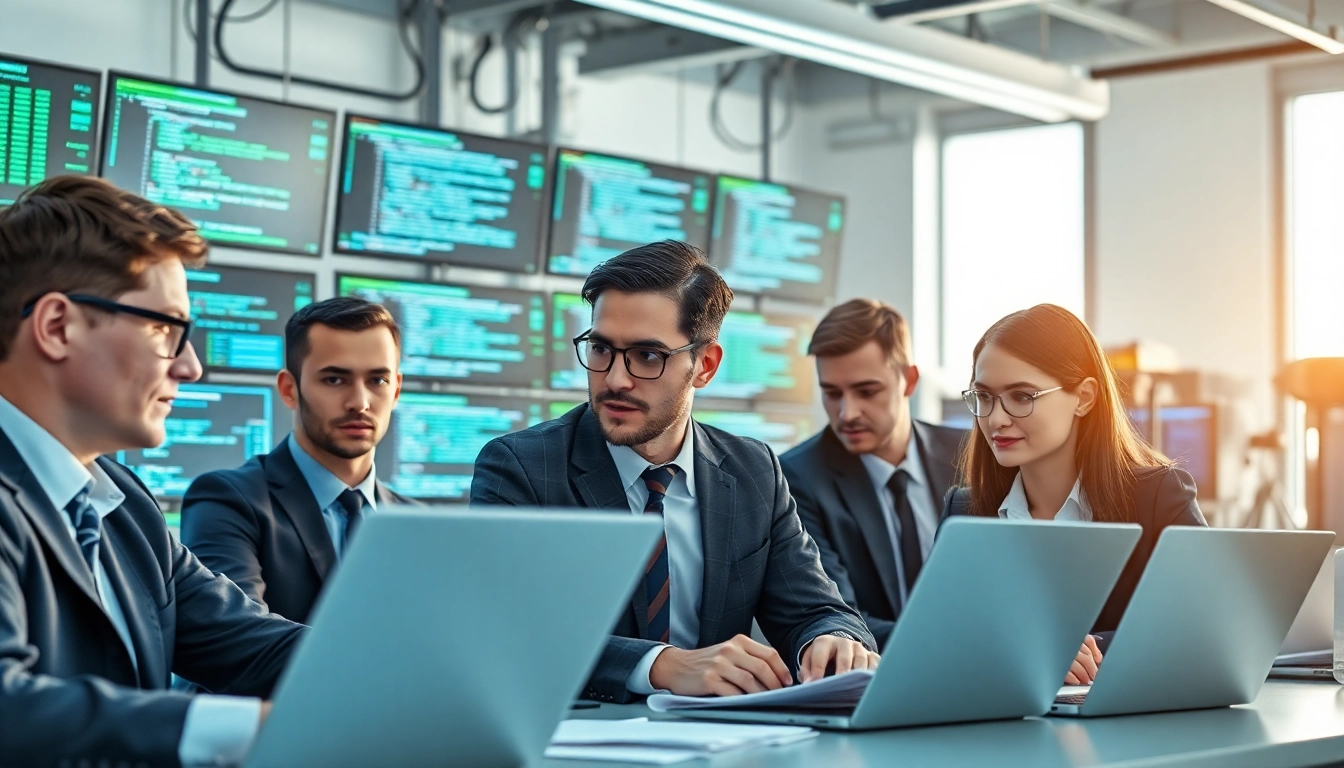 AI security testing by a professional cybersecurity team analyzing vulnerabilities in a modern lab.