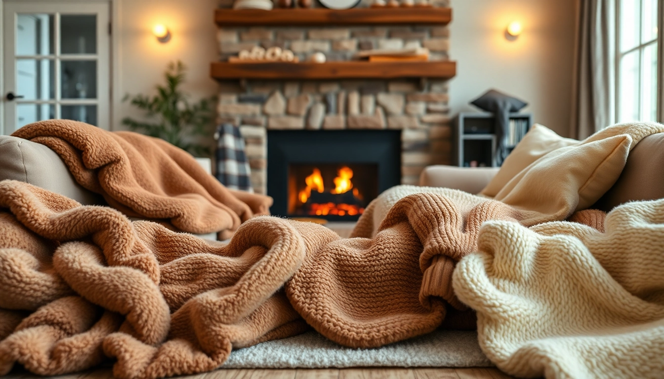 Geniet van de warmte en comfort van fleece die prachtig is gestyled in een gezellige woonkamer.