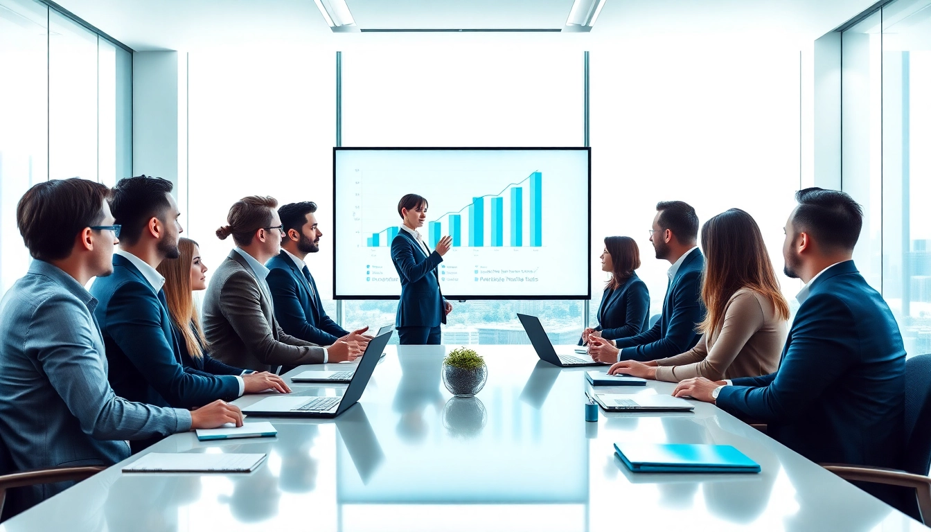 Leverage team strategy discussion in a modern office setting with dynamic energy.