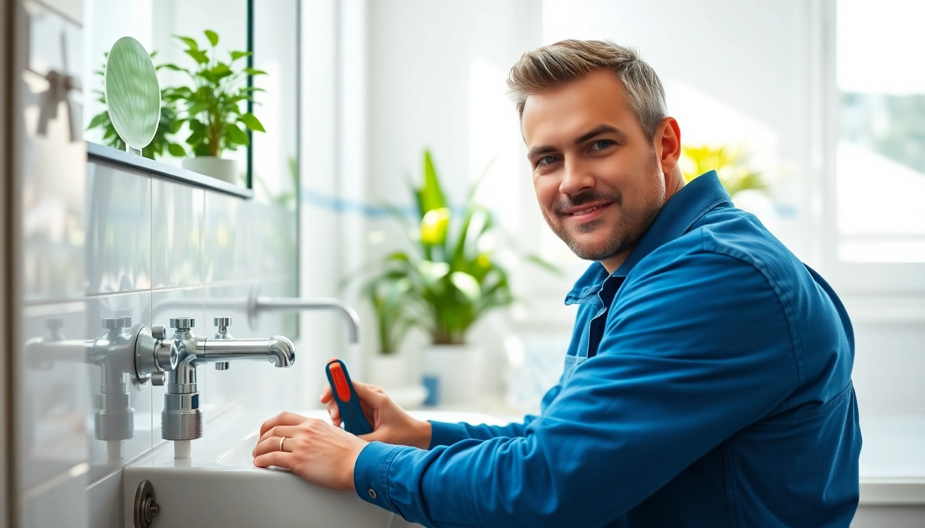 Expert plumbers in bristol working on a modern bathroom sink repair.
