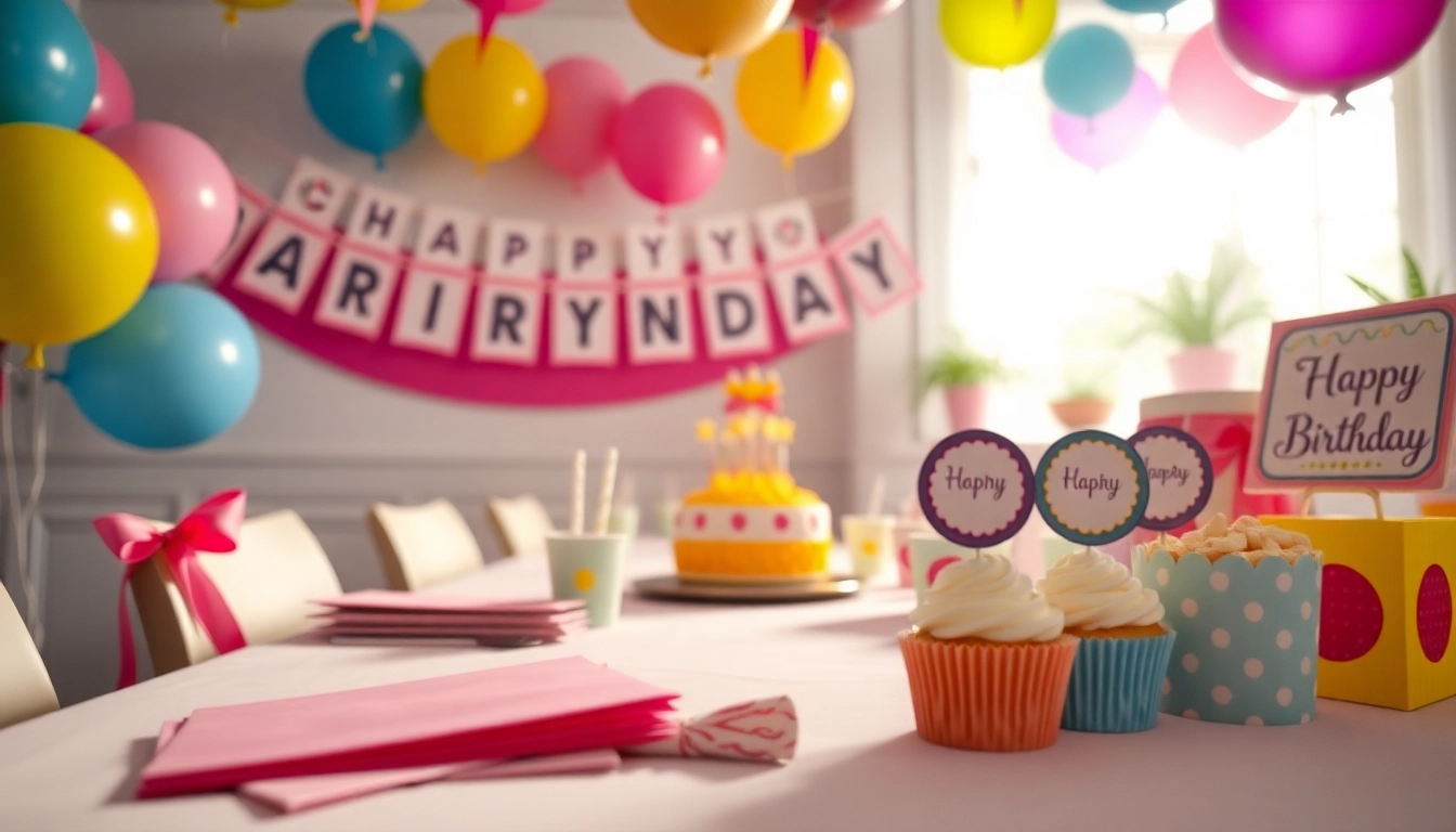 Celebrate a customizable birthday party with vibrant decorations and personalized touches.
