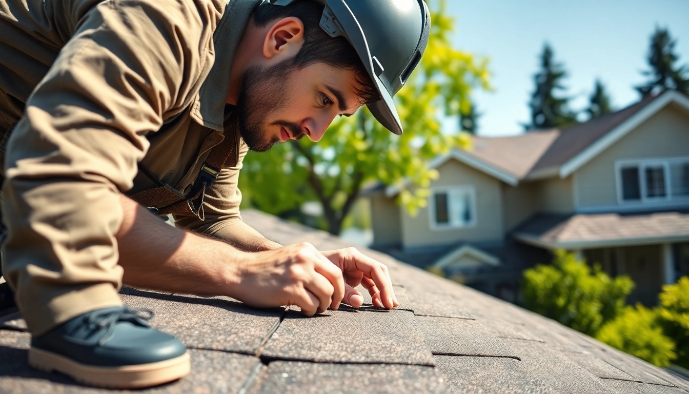 Expert inspecting a roof during roof repair Vancouver Wa service, showcasing attention to detail.
