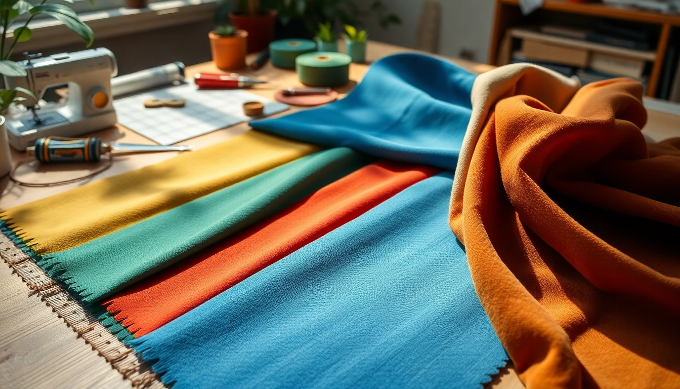 Katoen swatches displayed beautifully on a wooden table, showcasing fabric diversity.