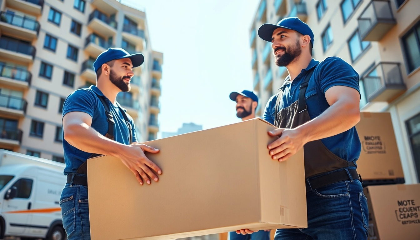 Movers calgary team assisting with a busy urban relocation, illustrating teamwork and professionalism.
