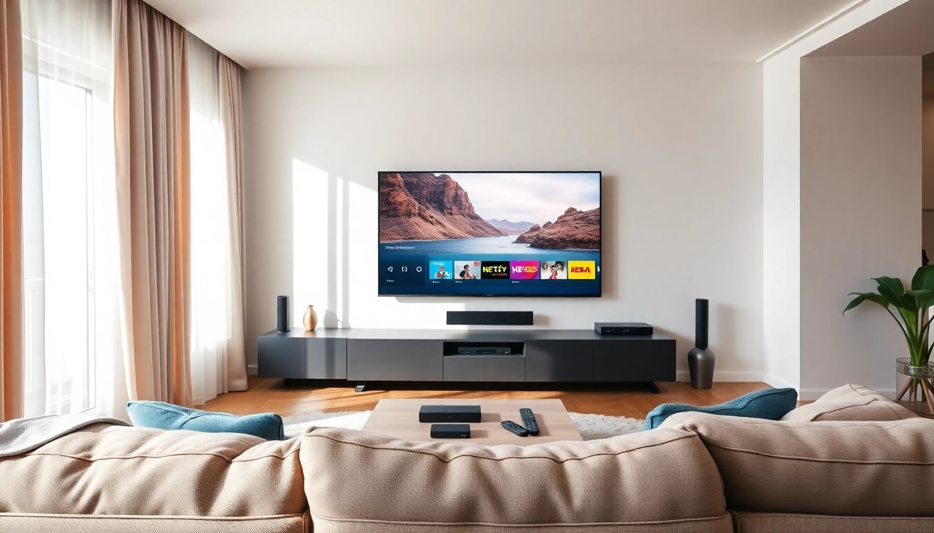 Contrasting modern living room with a TV showcasing abonnement iptv services for an enhanced viewing experience.
