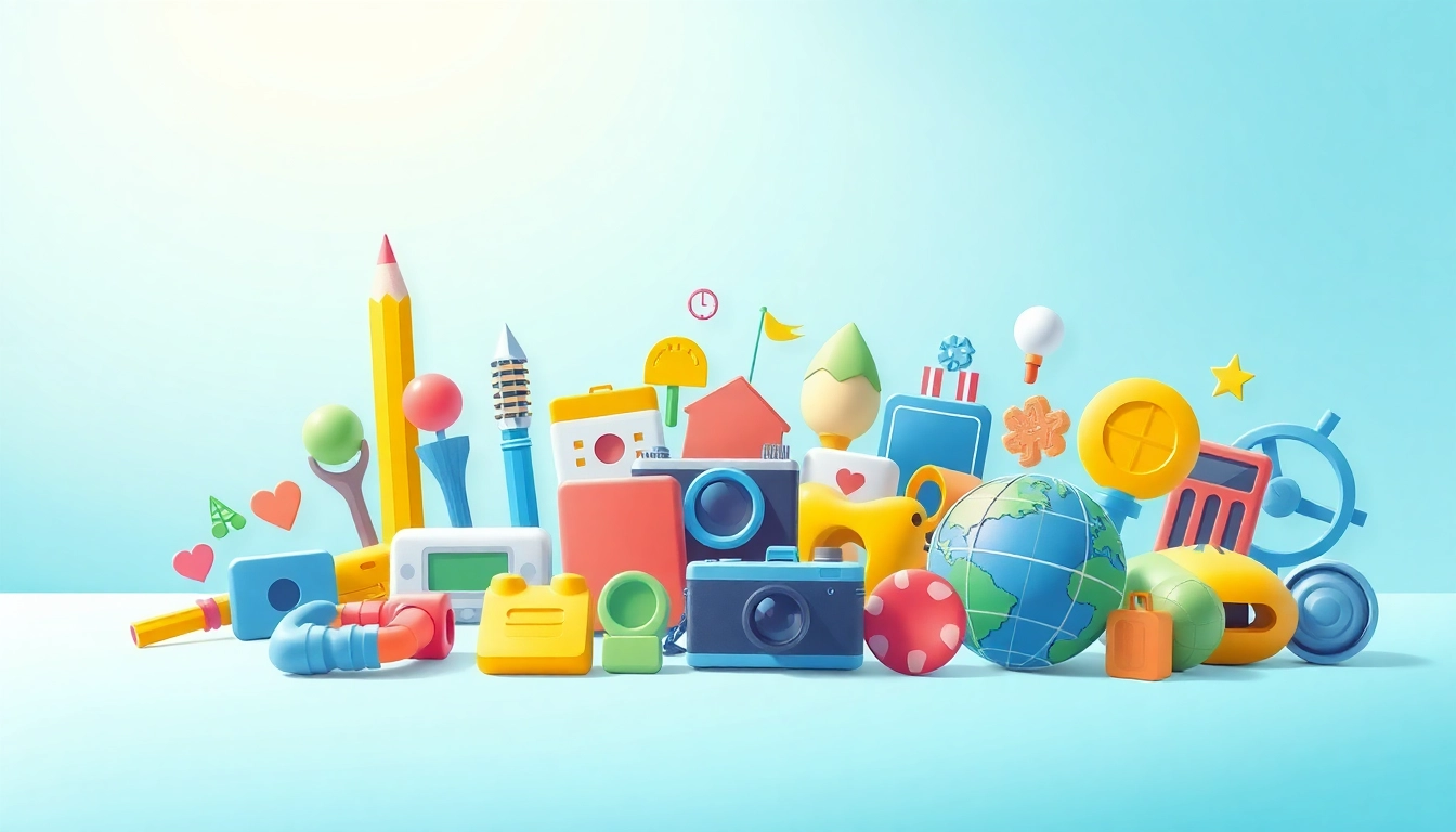 Highlighting colorful Icons representing creativity, travel, and photography.