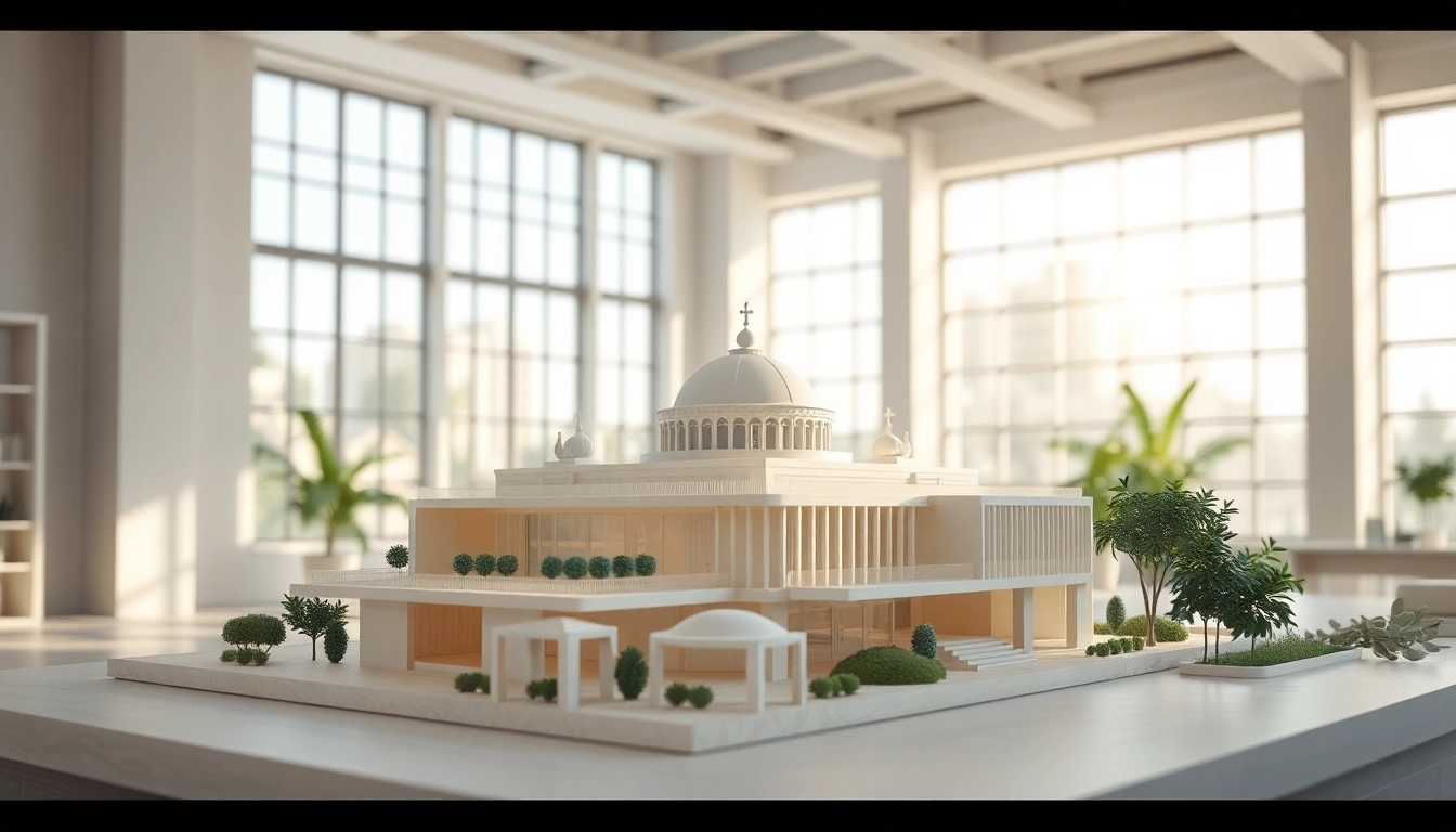 3d visualisierung eines hochdetaillierten architektonischen Modells in einem modernen Raum
